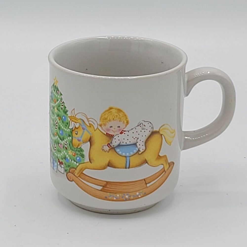 Russ Berrie Mug Cup Baby's First Christmas Rocking Horse Tree